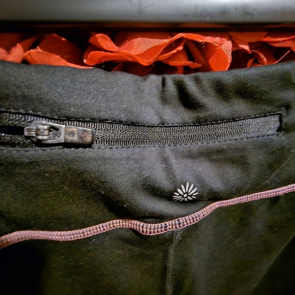 Tangerine Womens  Athletic Black Capri Leggings with Orange Accents - Picture 4 of 5